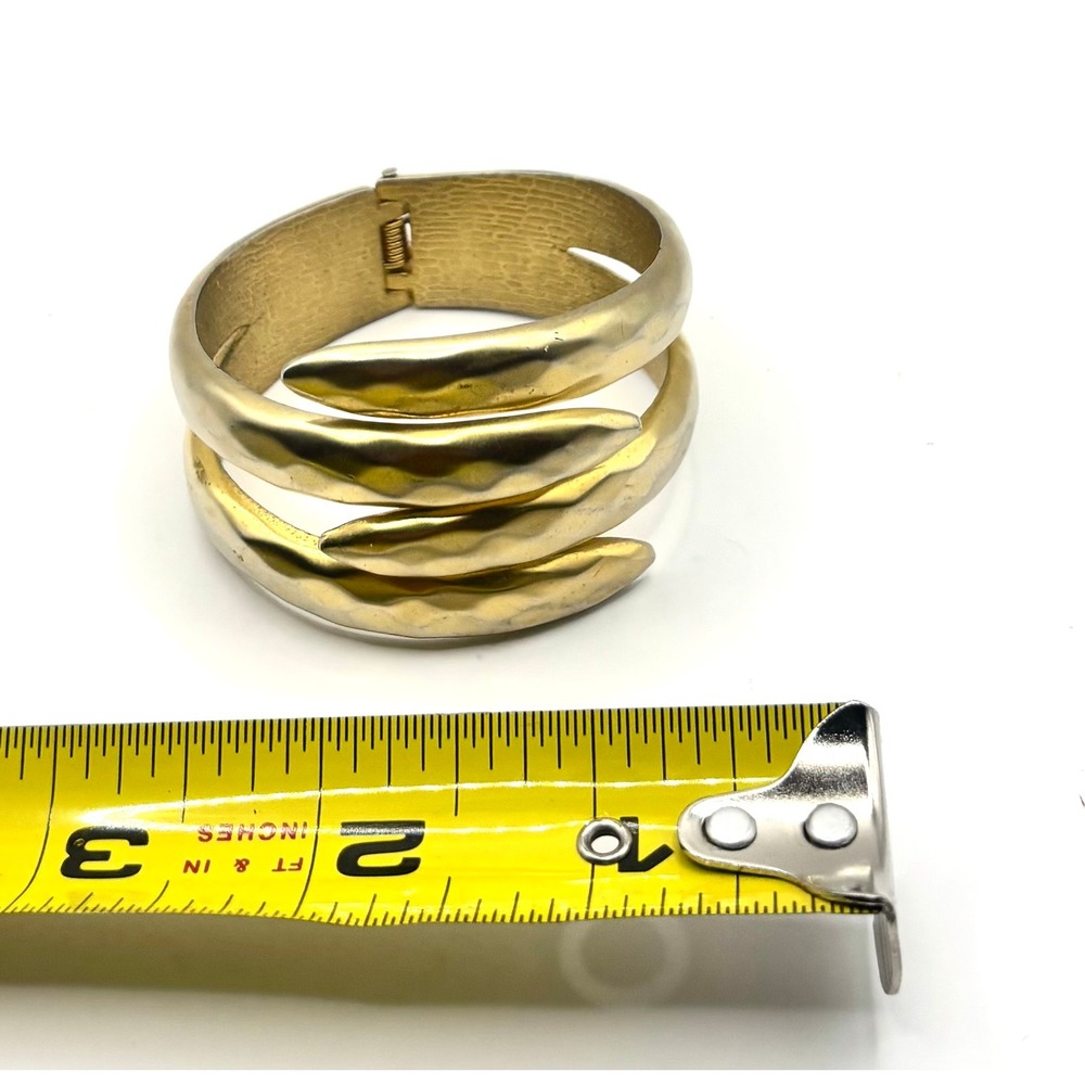 Vintage‎ Wrap Cuff Claw Bracelet Gold Excellent Hammered Hinged Statement Bangle